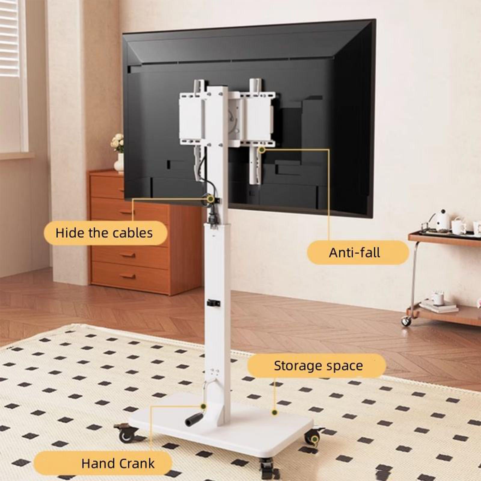 Support TV Mobile sur Roulettes avec Manivelle miniature 6